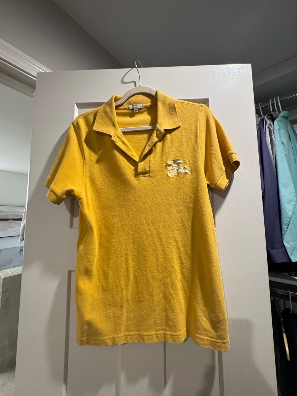 Men’s Burberry Yellow Polo Shirt with Chest Logo